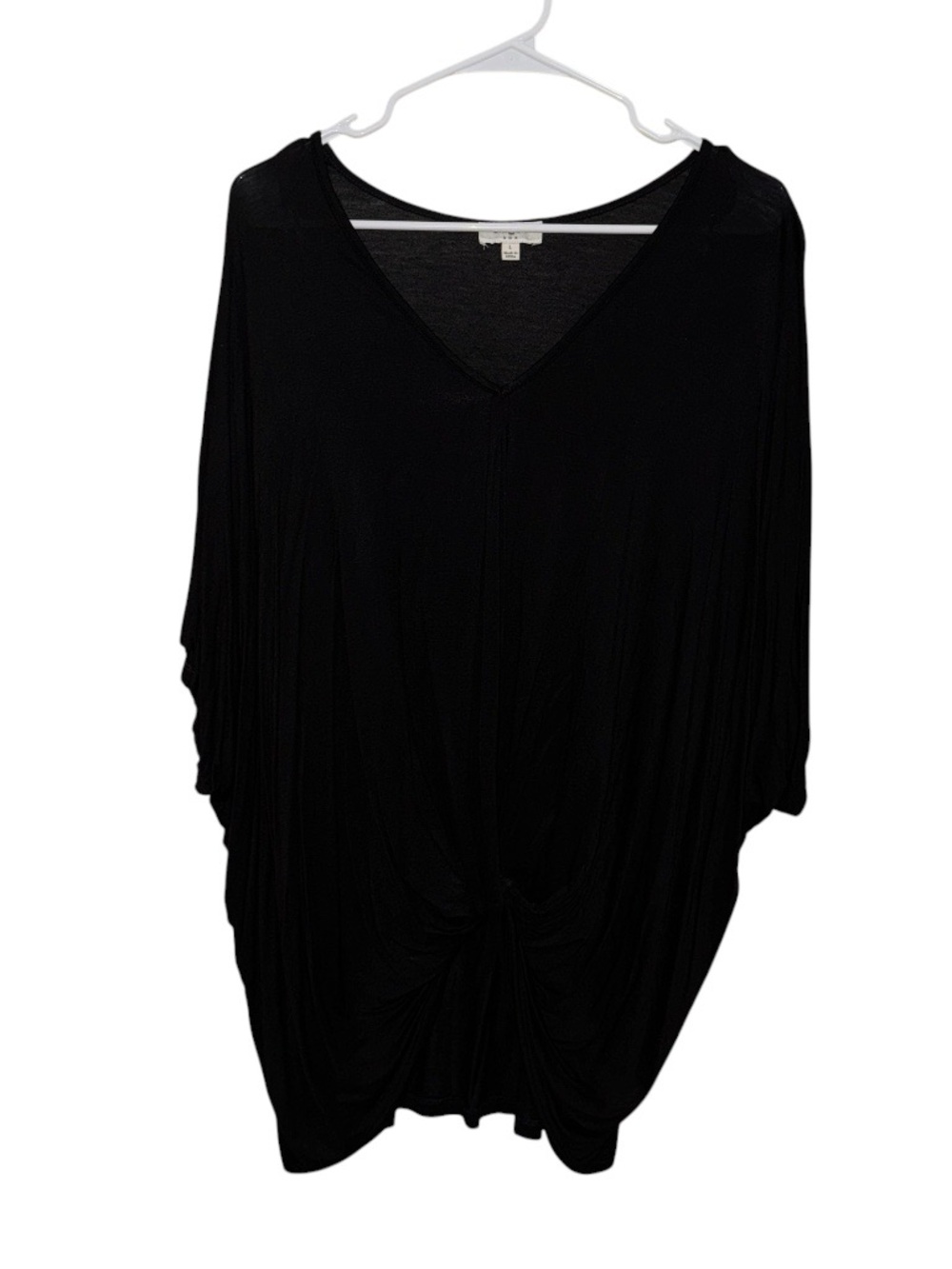 Umgee Black V-Neck Twist Slouchy Relaxed Front Top - Picture 2 of 8